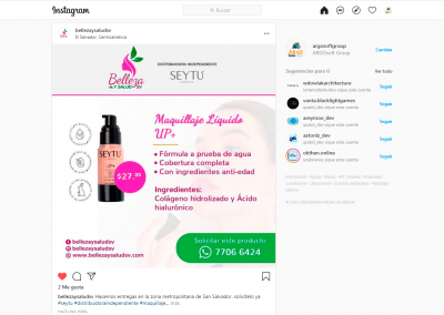 Belleza y Salud SV | Publicación Instagram